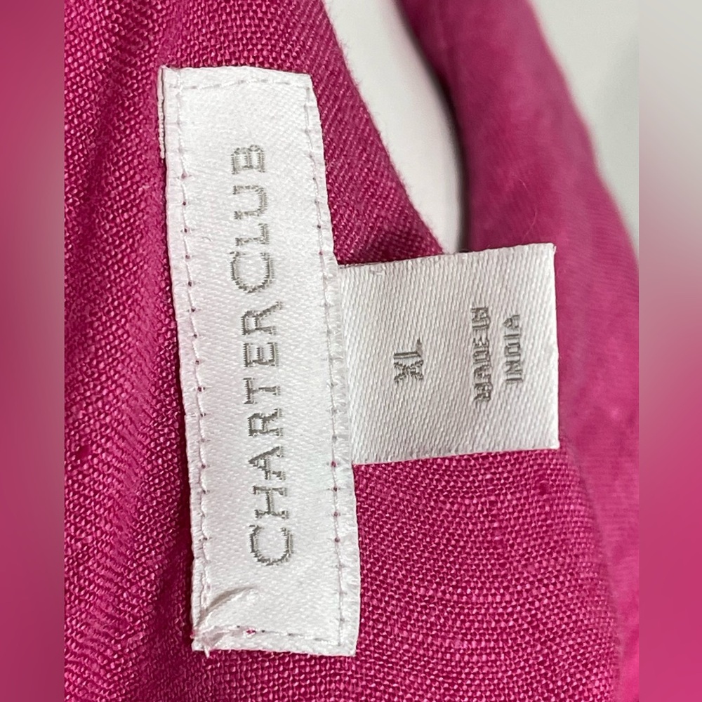 💯Linen Charter Club Fuchsia Button-Down Shirt - Picture 5 of 12